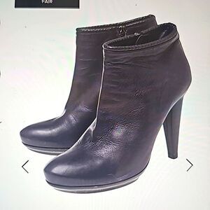 - BOTTEGA VENETA Purple Leather Platform Heels Slip On Heel Ankle Boots …